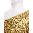 thumbnail image 5 of inhzoy Kids Girls One Shoulder Long Sleeve Sparkle Sequin Mini Dress Dance Prom Gown Party Dress Gold 14, 5 of 7
