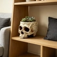 thumbnail image 6 of Resin Skull Planter Pot, Spooky Skeleton Head Container, Multi-purpose Succulent Cactus Flower Pot Candy Bowl Storage Jar For Desk Table Indoor Halloween Gothic Home Office Party Decor Holiday Gift, 6 of 7