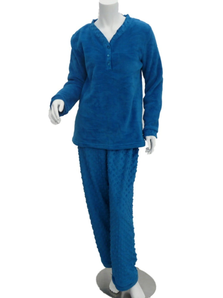Jaclyn Intimates - Jaclyn Intimates Womens Dimpled Blue Velour Pajamas ...