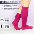 thumbnail image 2 of GERVRA Women’s Extra Long Heavy Slouch Socks – 100% Cotton, Made in USA, One Size 9–11, Retro 80s Style (Fuschia), 2 of 6