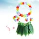 thumbnail image 3 of Conjunto de 5 piezas de falda hula hawaiana con hojas verdes, pulseras, diadema y artículos para fiestas luau en la playa (niño, flor verde)., 3 of 8