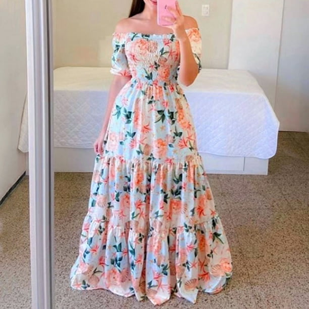 strapless open back dress Long A-Line Prom Dress with Pastel Print– PromGirl main image 0