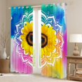 thumbnail image 2 of Feelyou Vibrant Yellow Sunflower Black Out Curtains, Boho Damask Flower Print Curtains Pack of 2 (42x63 Each), Rustic Farmhouse Bedroom Curtains, Blackout Curtains Bedroom Decor, 2 of 6