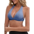 thumbnail image 4 of INSPIRE CHIC Women's Halter Neck Plunge Wirefree Sports Bras Backless Cozy Breathable Workout Fitness Bralette M Blue, 4 of 4