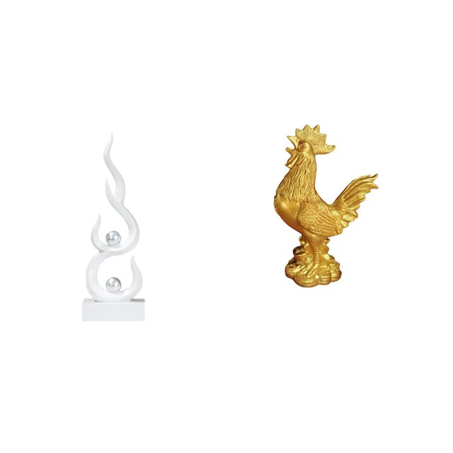 Figura Abstracta De Llama De Resina, Escultura De Fuego Moderna, Artesanía Para Oficina, Estantería, Decoración Feng Shui De Pollo, Estatua De Gallo, Escultura Para Cumpleaños,