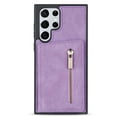 thumbnail image 2 of SaniMore for Samsung Galaxy S23 Ultra 2023 Back Case with Zipper Card Pokcet Flip Wallet/Kickstand Shock Absorption Anti-fall Retro PU Leather Wear-resistant Shell  For Galaxy S23 Ultra, Purple, 2 of 7