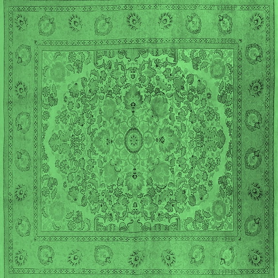 Ahgly Company Indoor Square Oriental Emerald Green Industrial Area Rugs, 6' Square