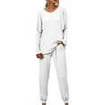 thumbnail image 1 of Innerwin Loungwear Elastic Waist Ladies Nightwear Sleep Drawstring With Pockets Sleepwear White S, 1 of 6