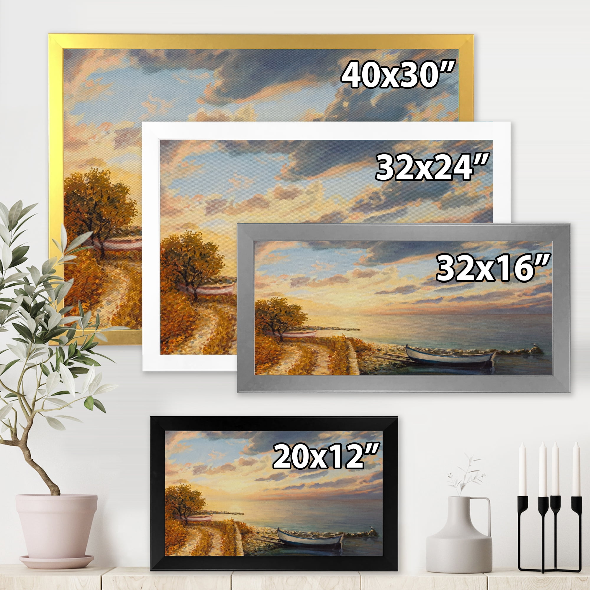 Designart 'Romantic Morning By The Sea' Nautical & Coastal Framed Art Print