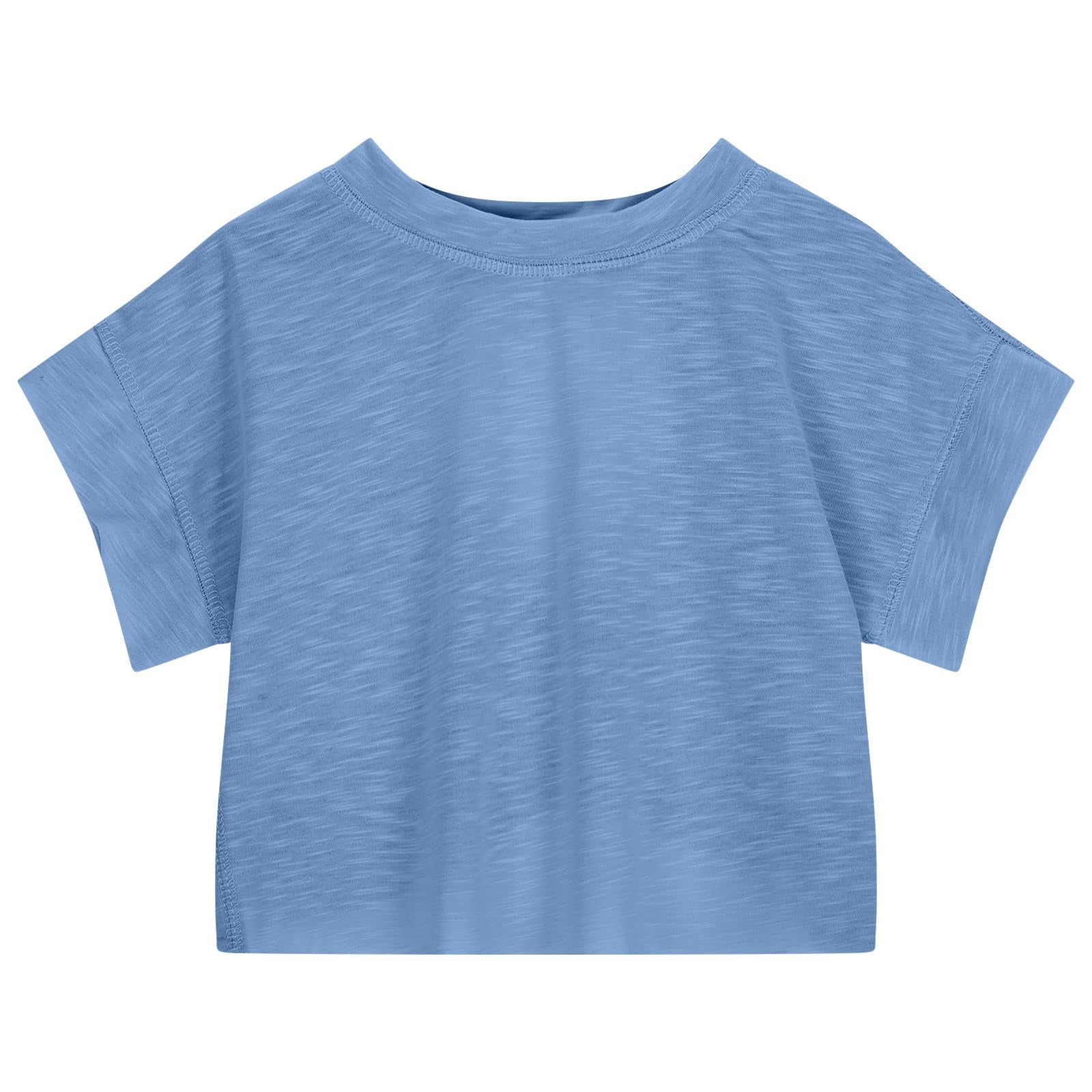 Faraee Teen Girls Open Back Shirts Backless Yoga Workout Summer Cute Tee Tops Short Sleeve Crop Oversized T Shirts Clothes 4t 5t 6t 7t 4-14 Years Blue