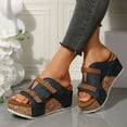 thumbnail image 2 of Dakaela Cork Wedges Platform Slides Women's Thick Sole Non Slip Summer Sandals with Double Buckles, 2 of 7