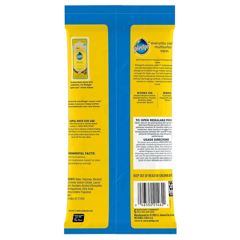 Pledge® Multisurface Wipes, Everyday Clean™, Fresh Citrus Scent, 25 PC 