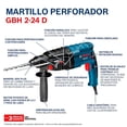 thumbnail image 4 of Rotomartillo Cincelador SDS Plus BOSCH 800W GBH 2-24 D Nuevo azul acero, 4 of 7