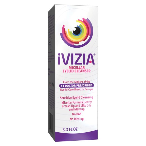 iVIZIA Micellar Eyelid Cleanser for Sensitive Eyelids, 3.3 fl oz Bottle