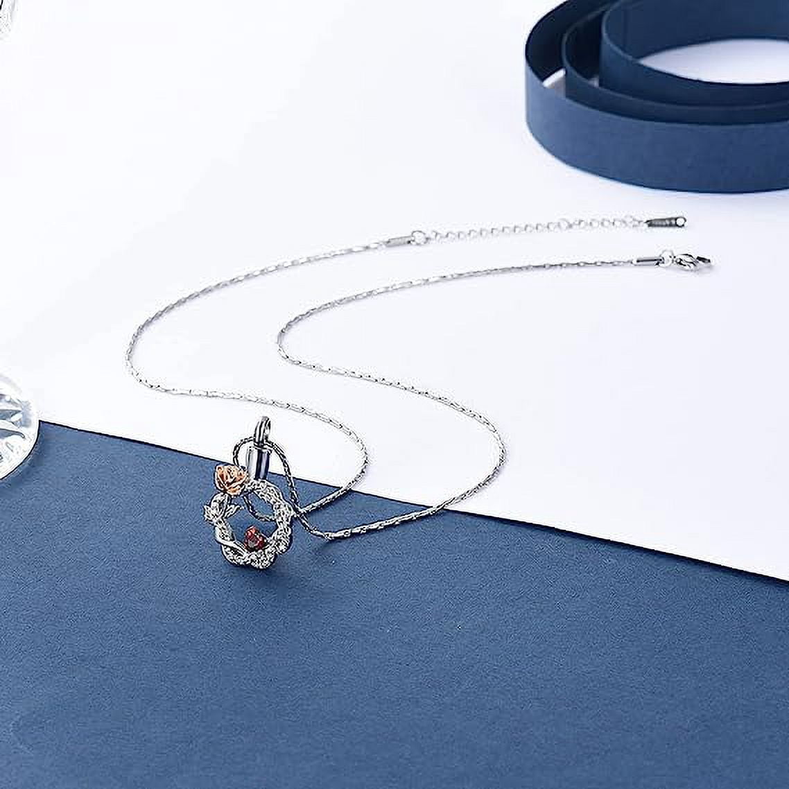 Constantlife Rose Flower Urn Necklace - Stainless Steel Cremation Jewelry For Ashes, Keepsake