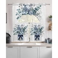 thumbnail image 2 of Blue Eucalyptus Swag Valance and Tier Curtains Set Leaves Bottle Ribbon Farmhouse Pastoral Kitchen Curtains 3 Piece Set Rod Pocket Panels for Bedroom Cafe Swag Valances and 36 inches Tiers, 2 of 6