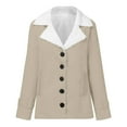 thumbnail image 2 of MSJUHEG Winter Coats For Women Jackets For Women Women Casaul Winter Fashionable Long Sleeve Solid Pocket Cardigan Button Top Sweater Knit Hooded Coat Blouse Plush Fleece Jacket Women Beige L, 2 of 4