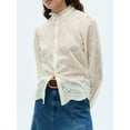 thumbnail image 5 of Womens Embroidered Button Down Shirt Long Sleeve Blouse Casual Top  L, 5 of 7