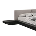 thumbnail image 3 of Benjara Nia Queen Size Bed- Gray Faux Leather- Black Layered Low Profile Frame, 3 of 6