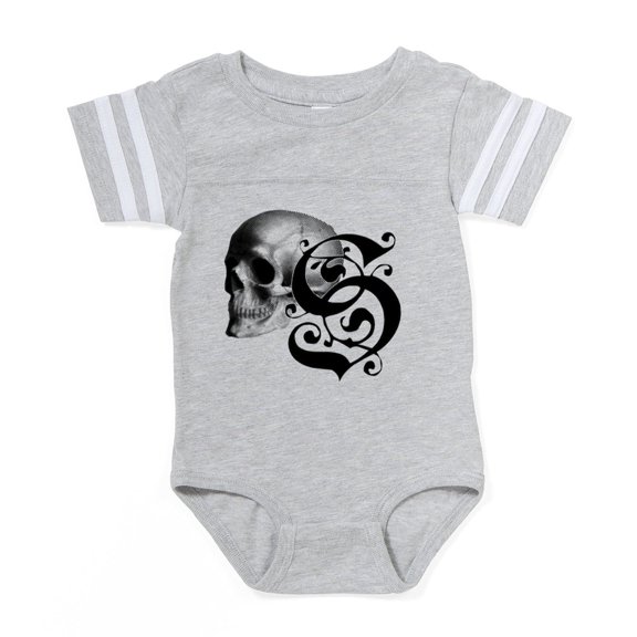 CafePress - Gothic Skull Initial S - Cute Infant Baby Football Bodysuit