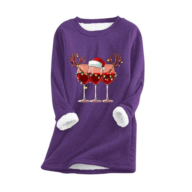 Womens Long Underwear, Sweatshirt with Printed Design for Winter