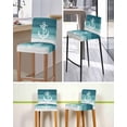 thumbnail image 5 of Nautical Anchor Teal Green Bar Stool Covers Set of 2, Coastal Ocean Ombre Striped Stretch Washable Bar Chair Covers with Backs, Removable Pub Counter Height Chair Cover for Kitchen Dining Room Cafe, 5 of 7