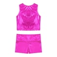 thumbnail image 4 of iEFiEL Kids Girls 2-Piece Activewear Modern Dance Sports Outfit Racer Back Vest Tops with Shorts Gym Suit Hot Pink Leotard 16, 4 of 7