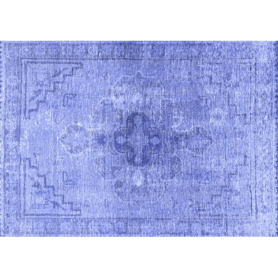 Ahgly Company Machine Washable Indoor Rectangle Persian Blue Traditional Area Rugs, 5' x 8'