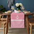 thumbnail image 2 of Anchor Morocco Table Runner - 60 Inch Long, Kitchen Dining Table Runner Dresser Scarves, Modern Nautical Pink Boho Stripes Farmhouse Decor for Coffee Tables Wedding Party Banquet, 2 of 8