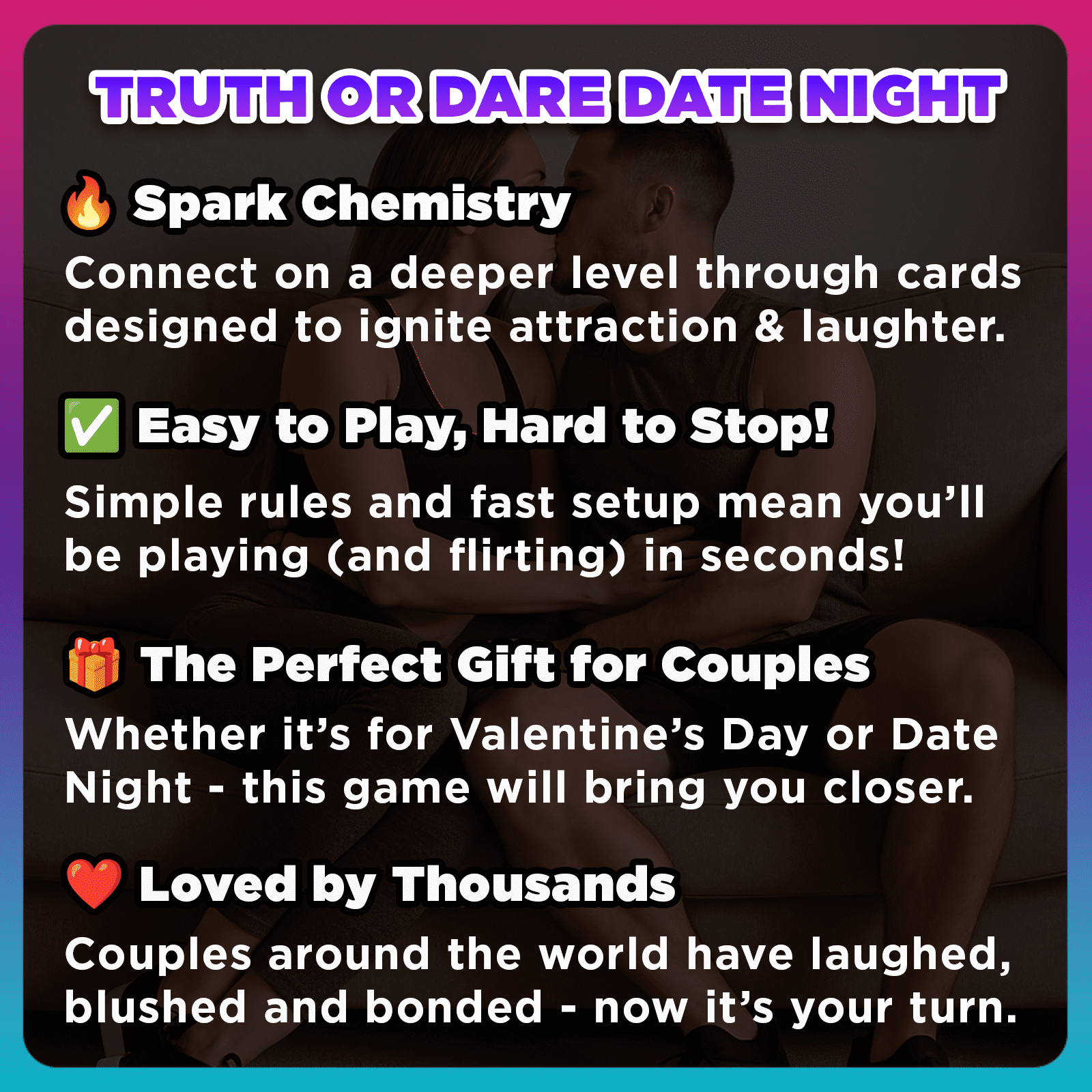 Truth Or Dare Date Night Couples Card Game – Fun & Flirty Card Game for Adults