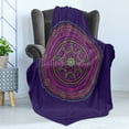 thumbnail image 4 of Yoga Soft Flannel Fleece Throw Blanket, Ornament Mandala Round on Purple Background Bohemian Hippie Motif, Cozy Plush for Indoor and Outdoor Use, 70" x 90", Multicolor, by Ambesonne, 4 of 5