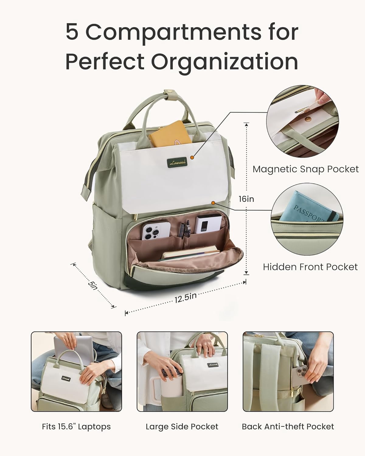 LOVEVOOK Laptop Backpack for Women with Giant Tumbler Holder Pocket, 15.6 inch Travel Work Backpack Purse for Nurse Teacher, Waterproof Bag College Bookbag Cute Casual Daypack