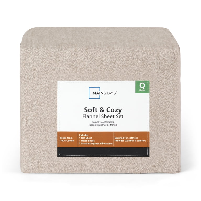 Mainstays 100% Cotton Flannel Sheet Set, Twin, Teddy Bear Brown photo 7