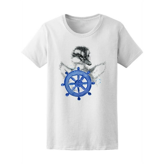 Cute Duckling Pencil Sketch T-Shirt Women -Image by Shutterstock, Female x-Large