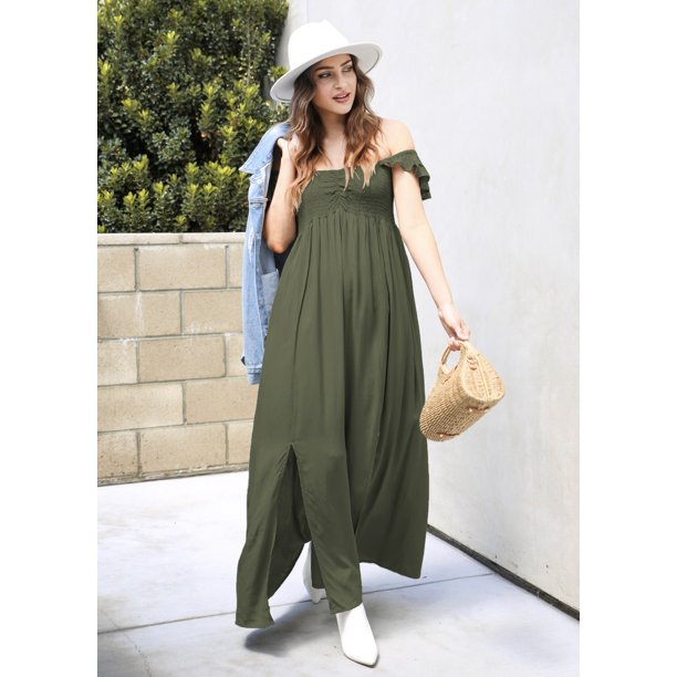 olive green smocked dress Baltic Born Womens Lovell Smocked Midi Dress | Deep Olive