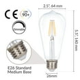 thumbnail image 2 of Simba Lighting LED Edison ST21 6W 60W Equivalent Light Bulbs 120V Dimmable E26 Base 2700K Warm White 6-Pack, 2 of 9