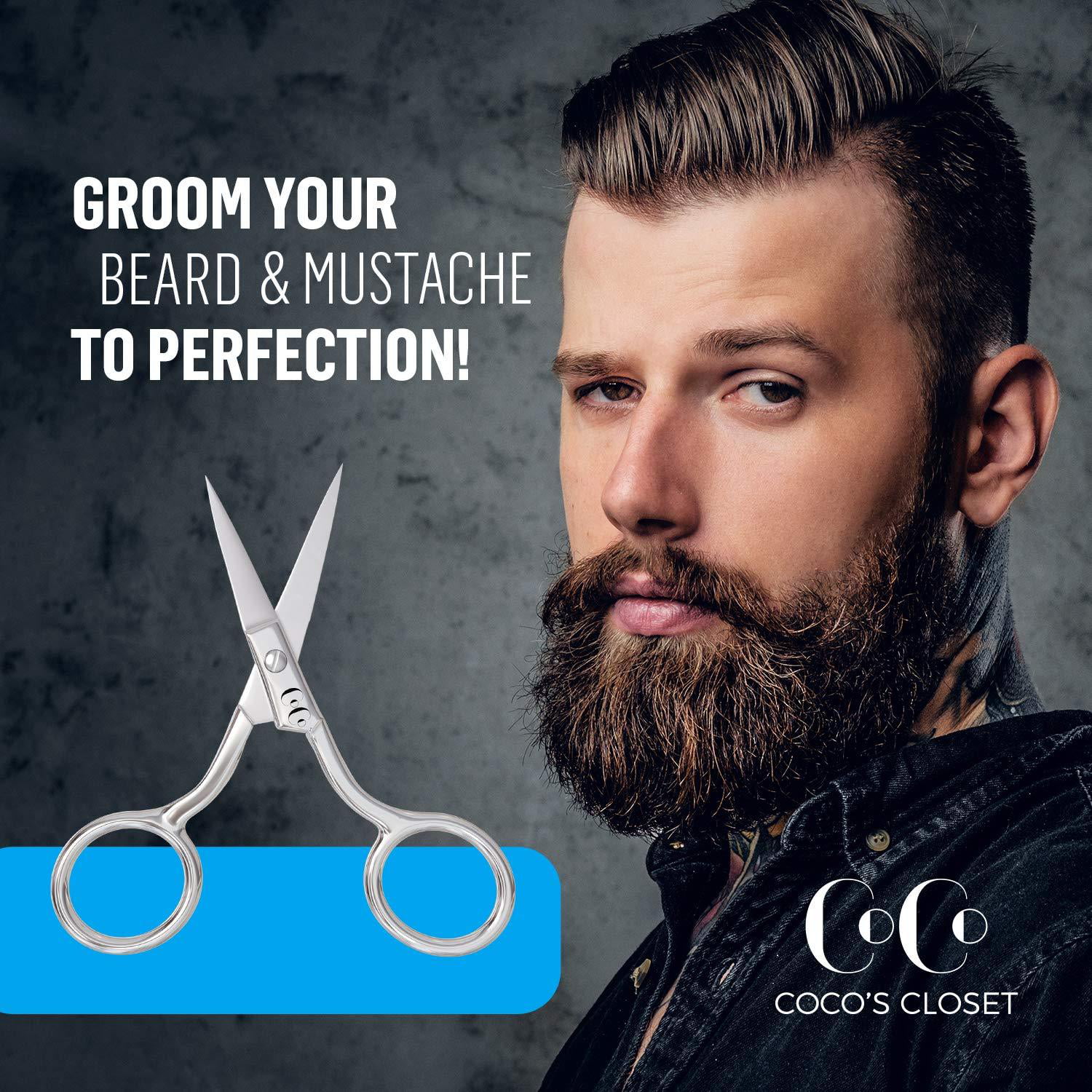 Coco's Closet Small Scissors for Grooming - Stainless Steel Straight Tip  Scissor for Hair Cutting – Beard, Ear, Eyebrows, Moustache, Nose Trimming