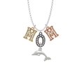 thumbnail image 2 of Delight Jewelry Silvertone Antiqued Dolphin Multi-Colored Crystal Mom Charm Necklace, 2 of 5