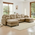 thumbnail image 2 of GAKMCIL 140" Loveseat Sofa with 2 Ottoman, 4 Seater with Upholstered Large Size Deep Seat,Cloud Sectional Couches Chenille Fabric for Living Home, 2 of 13