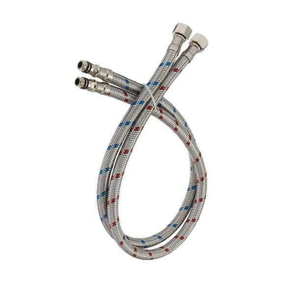 Baoblaze 2x Faucet Connector Hot Cold Water Inlet Hoses 60cm for Bathroom Sink Faucet