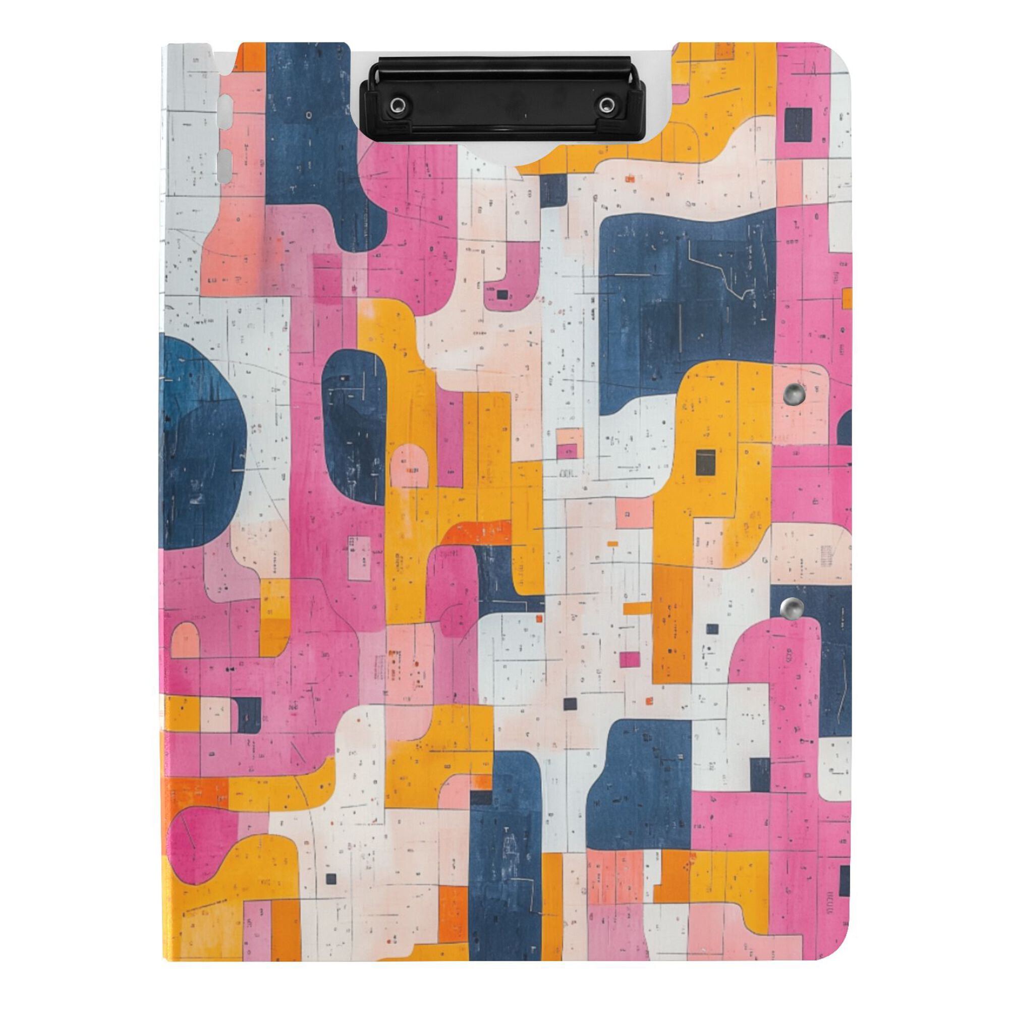 FORMRS A4 Clipboard Folder with Pen Holder Horizontal Foldable School Office Binder, Art Geometric
