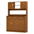 thumbnail image 5 of Wliqien Kitchen Pantry Storage Cabinet, Freestanding Hutch Cabinet with Buffet Cupboard, Utility Pantry with Microwave Stand, Household Wall Tall Sideboard with 3 Drawers, 5 Doors and Open Shelves, 5 of 7