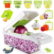 MAIPOR Vegetable Chopper - Onion Chopper - Multifunctional 15 in 1 Professional Food Chopper - Dicer Cutter - Kitchen Veggie Chopper with Container - Egg Slicer White