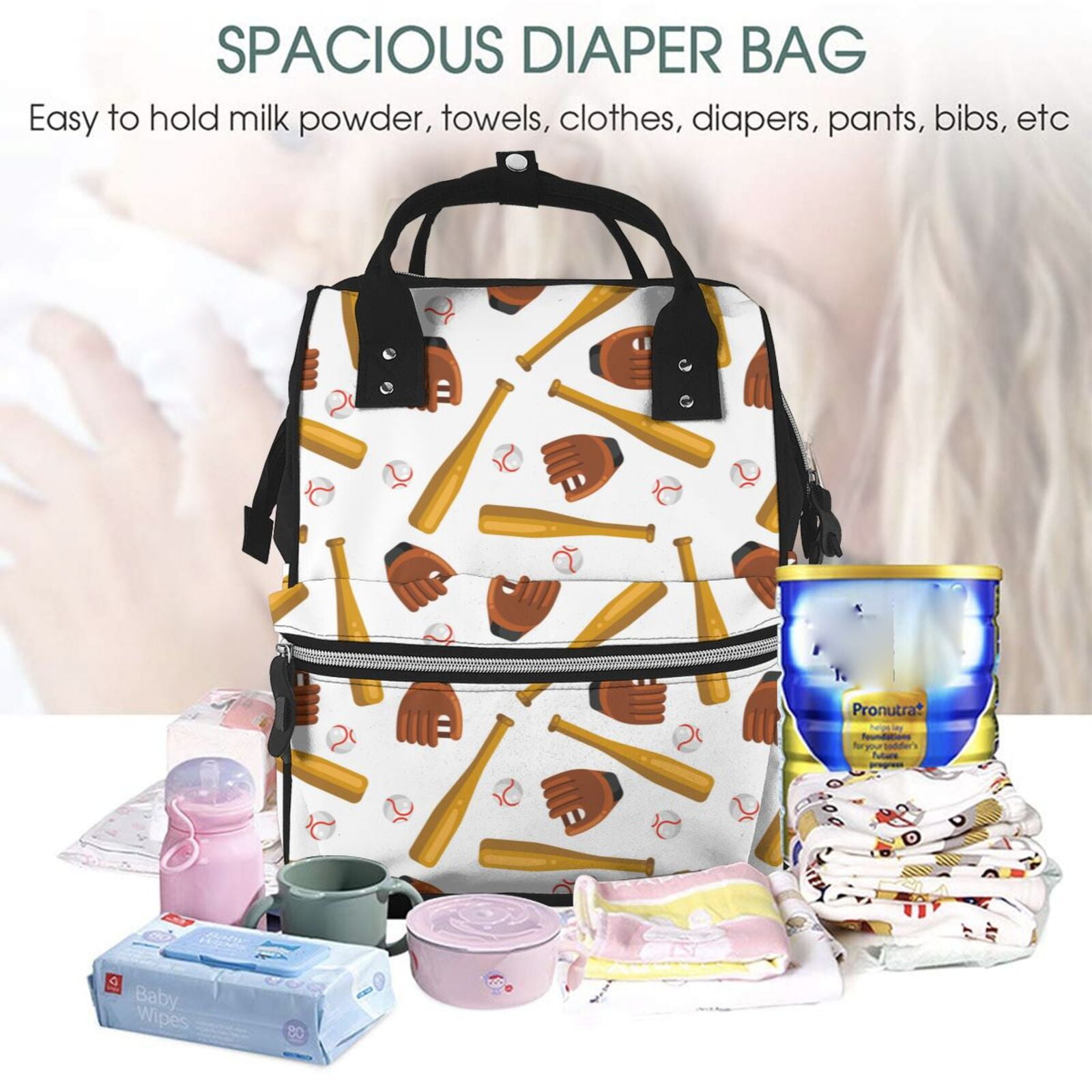 Defioc Baseball Sport for Baby Diaper Bag Backpack - Baby Bag for Boys & Girls - Diaper Backpack - Large Travel Diaper Bags- Baby Registry Search & Shower Gifts