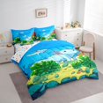 thumbnail image 2 of Manfei Underwater Scene Full Size Bedding Sets,Cute Axolotl Full Size Bed in a Bag For Girls,Blue Green Pink,Colorful Stars Reversible,7-Piece, 2 of 8