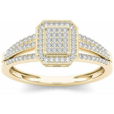 Imperial 1/4 Carat T.W. Diamond Single Halo Cluster 10kt Yellow Gold Engagement Ring