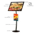 thumbnail image 2 of M&T Displays Curved Menu Board, 18x22 Inch Pedestal Sign Holder with 8.5x11 Inch Brochure Holder Black Floor Standing Aluminum Front Loading Easy Open Poster Message Advertisement Post, 2 of 7