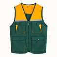 thumbnail image 2 of TOPTIE Reflective Working Vest with 4 Pockets Color Block Zipper Front High Visibility with Reflective Strips-Green-2XL, 2 of 6