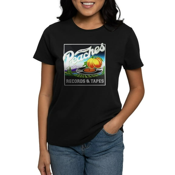 CafePress - Peaches Records And Tapes Logo T Shirt - Women's Traditional Fit Dark T-Shirt