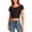 Black, variant on Women Summer Crop T Shirts Casual Vacation Crewneck Backless Short Sleeve Tees Beach Loose Comfy Soft Solid Color Cropped Tops